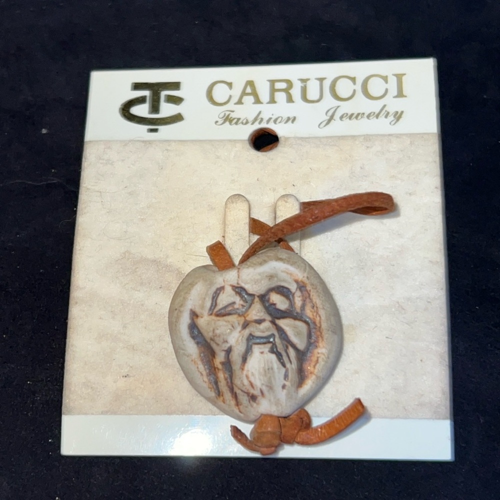 Vintage Carucci handmade clay pendant man’s face NWT